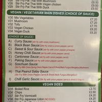 Vegan menu of Happy Home, Wallsend  at Happy Home in Wallsend