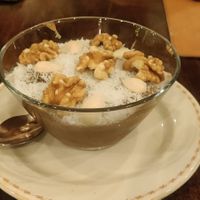 Vegan dessert with rice and conamon at Mayrig in Beirut
