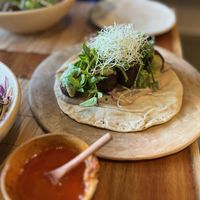 The falafel with white bean purée is all you need!  at Aguacate Veggie Bar in Oaxaca