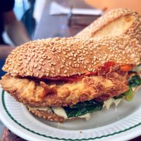 Fried chick'n sandwich  at Sunday C&C Eatery in New York City