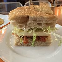 Focaccia sandwich, vegan (tofu)  at Sunday C&C Eatery in New York City