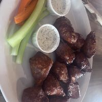 Vegan Drumsticks with Sugarcane “bone”, SO good!   at Drop Bear Brewery in Eugene