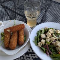 Vegan Mozzarella Sticks and Vegan Cesar Salad. at Drop Bear Brewery in Eugene