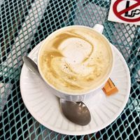 almond flat white at Larder & Thyme in Ferntree Gully