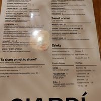 Menu in English at GIARDÍ  in Milan