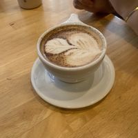 Pumpkin spice latte with oat milk   at Cure Coffeehouse in Norfolk