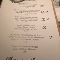 desserts menu at Lady Green Bio-Vegetarian Restaurant in Sitges
