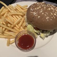 Beyond meat burger  at Lady Green Bio-Vegetarian Restaurant in Sitges