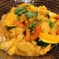 Glass noodle with pineapple, vegan chicken and vegetables (slightly spicy). So good!! at Gassl Bräu in Klausen