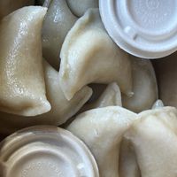 in the tubs there's spicy chili sauce!!  at The Pierogie Place in Wildwood