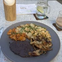 Chiliquiles with oyster mushrooms  at Chumuk in Bucerias