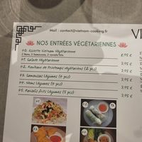 Menu at Vietnam Cooking in Mulhouse