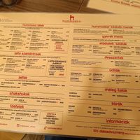 Menu (hungarian) at Hummus Bar in Szeged