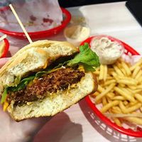 big spicy with BeyondMeat and shoestring fries at Lord of the Fries in Fitzroy