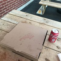 Cute personal pizza box  at Josies Pizza Bar in Glen Cove