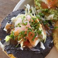 Black bean tostada  at Tostadas Food Truck in Boulder