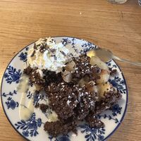Chocolate and pear crumble  at O'BAROUDEUR in Huez