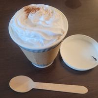 Apple Pie Latte with Oat Milk + Soya Cream (Takeaway) at The Jester's Tower in Conwy