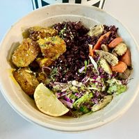 Sunshine tempeh bowl at Kreate Vegan Fusion in Dubai
