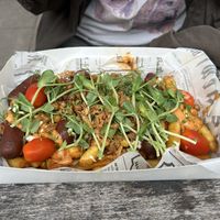 Makkaraperunat. The sausage was especially succulent!  at Vegan Food Box in Helsinki