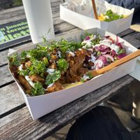 Vöner fries. I already started eating before taking the photo  at Vegan Food Box in Helsinki