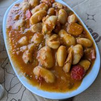 Gigantes, a typical beans dish at Agnadi in Zakynthos