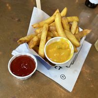 Homemade Pickle sauce and such good ketchup  at Frites Atelier in Brussels