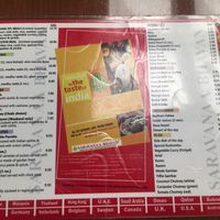 Menu at Saravana Bhavan in Fremont