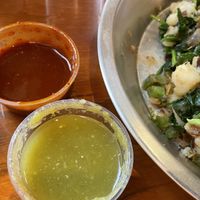 tomatillo and smoky chipotle salsa with the vegan hash  #Veganuary at Brewhemia in Cedar Rapids