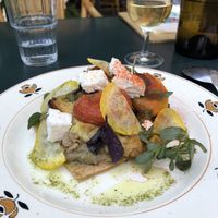 Aubergine tarte  at Aux Bons Vivres in Yevre-la-ville