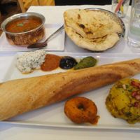 Vegan Thali + naan at Thali in Gothenburg