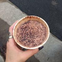 hot choccie with almond milk at Quarry Bakehouse in Upper Ferntree Gully