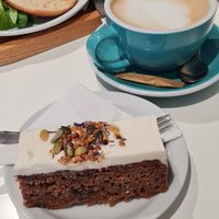 Vegan carrot cake at The Bench Café in Keswick