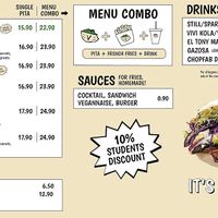 Menu  at Veganitas in Luzern