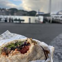 Vegiboss döner pita (and a rainbow!)  at Veganitas in Luzern