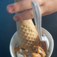 Vegan gf cookies and cream, vegan pb sauce, vegan cone  at Batch Ice Cream in Longmeadow
