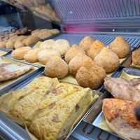 Assorted "rusticheria": all fast food baked or fried, also veg and vegan  at Bottega di Rosaria in Siena