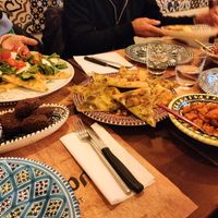 Hummus, patate libanesi, pizza libanese, falafel, baba ganouj, mutabal, tabulè, insalate, riso, verdure at Due Tradizioni - Cucina Libanese e Italiana in Milan