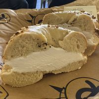 Everything bagel with tofu  at Rosenberg's Bagels & Delicatessen in Denver