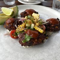 Vegan fritters  at Red Door Corner Store in Northcote
