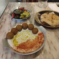 Hummus with pita, and chilies at Cult of Pita in Porto