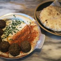 Humus con falafel at Cult of Pita in Porto