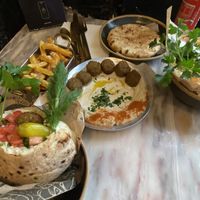 classic pitta with falafel hummus plate & chips  at Cult of Pita in Porto