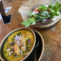 Lentil soup and falafel hummus pita  at Cult of Pita in Porto