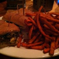 Veggie sandwich and sweet potato fries at Squatters in Salt Lake City
