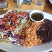 Tofu tacos with beans and rice at Squatters in Salt Lake City