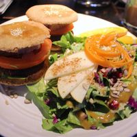Beetroot burgers!  at Radost Fina Kuhinjica in Belgrade