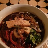 Ramen noodle soup which lacked flavour. Only two pieces of tofu.  at Radost Fina Kuhinjica in Belgrade