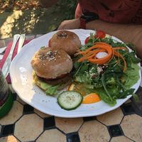 Plant-based burgers at Radost Fina Kuhinjica in Belgrade
