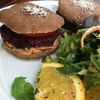 Vegan burgers with plantbased cutlets at Radost Fina Kuhinjica in Belgrade